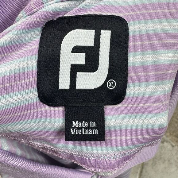 Footjoy Golf Polo Shirt Mens XL Striped Performance Short Sleeve Memorial - Picture 8 of 9
